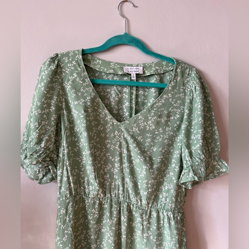 & Other Stories green leaf print midi dress size 8